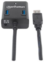 Manhattan USB 3.0 Hub - 4 Ports - Stromversorgung über USB - USB 3.2 Gen 1 (3.1 Gen 1) Type-A - USB 3.2 Gen 1 (3.1 Gen 1) Type-A - 5000 Mbit/s - Schwarz - Kunststoff - FCC - CE - RoHS - WEEE