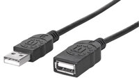 Manhattan Hi-Speed USB 2.0 Verlängerungskabel - USB 2.0 - Typ A Stecker - Typ A Buchse - 480 Mbps - 1 m - Schwarz - 1 m - USB A - USB A - USB 2.0 - Männlich/Weiblich - Schwarz