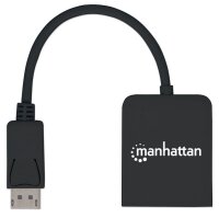 Manhattan DisplayPort auf 2-Port HDMI MST-Hub - Zum Verteilen eines DisplayPort-Signals auf zwei HDMI-Monitore - Anzeigemodi Gespiegelt - Erweitert und Videowand - 4K@30Hz - Stromversorgung über USB - schwarzz - DisplayPort - 2x HDMI - 3840 x 2160 Pixel -