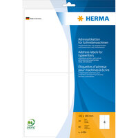 HERMA Adressetiketten für Schreibmaschinen A4 102x148 mm Papier matt Ecken rund 80 St. - Weiß - Papier - Matte - 102 x 148 mm - Deutschland - 10,2 cm
