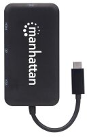 P-152600 | Manhattan USB-C 4-in-1 Audio/Video-Konverter - USB 3.1 Typ C-Stecker auf HDMI-/DisplayPort-/VGA-/DVI-Buchse - schwarz - USB Typ-C - Schwarz - Acrylnitril-Butadien-Styrol (ABS) - 96 mm - 250 mm - 51 mm | 152600 | USB-Hubs |