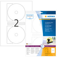 HERMA CD-Etiketten Maxi A4 Ø 116 mm weiß Papier matt blickdicht 20 St. - Weiß - Selbstklebendes Druckeretikett - A4 - Papier - Laser/Inkjet - Dauerhaft