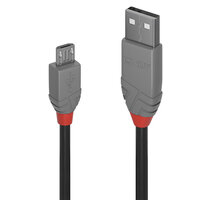 P-36731 | Lindy Anthra Line USB Kabel 0,5 m USB A Micro-USB B Männlich Schwarz - Grau | 36731 | Zubehör