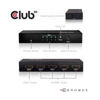 P-CSV-1370 | Club 3D HDMI 2.0 UHD Switchbox 4 ports 4K 60Hz | Herst. Nr. CSV-1370 | Umschalter | EAN: 8719214470999 |Gratisversand | Versandkostenfrei in Österrreich