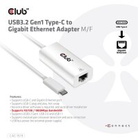 P-CAC-1519 | Club 3D USB3.2 Gen1 Type-C to Gigabit Ethernet Adapter M/F - USB-C - RJ-45 - 0,19 m - Weiß | Herst. Nr. CAC-1519 | Kabel / Adapter | EAN: 8719214471811 |Gratisversand | Versandkostenfrei in Österrreich