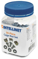 Intellinet Schraubensatz - 50er-Pack - Käfigmutternpack - Silber - Metall - Kunststoff - 10 g