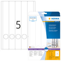 HERMA Ordneretiketten A4 38x297 mm weiß Papier matt blickdicht 125 St. - Weiß - Abgerundetes Rechteck - Dauerhaft - Papier - Matte - Laser/Inkjet