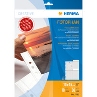 HERMA Fotophan Fotosichthüllen 10x15 cm hoch weiß 10 Hüllen - 100 x 150 mm - Transparent - Weiß - Polypropylen (PP) - Porträt - 230 mm - 310 mm