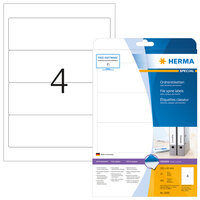 HERMA Ordneretiketten A4 192x61 mm weiß Papier matt blickdicht 100 St. - Weiß - Selbstklebendes Druckeretikett - A4 - Papier - Laser/Inkjet - Dauerhaft