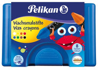 Pelikan Wachsmalstifte wasservermalbar blau rund 8er Box - 8 Stück(e) - Schwarz - Blau - Braun - Grün - Orange - Rot - Weiß - Gelb - Schwarz - Blau - Braun - Grün - Orange - Rot - Weiß - Gelb - Rund - Spitz - Deutschland