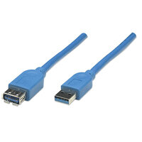 Manhattan USB 3.0 Verlängerungskabel - USB 3.0 - Typ A-Stecker - Typ A-Buchse - 5 Gbit/s - 2 m - blau - 2 m - USB A - USB A - USB 3.2 Gen 1 (3.1 Gen 1) - Männlich/Weiblich - Blau