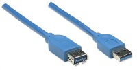 P-322379 | Manhattan USB 3.0 Verlängerungskabel - USB 3.0 - Typ A-Stecker - Typ A-Buchse - 5 Gbit/s - 2 m - blau - 2 m - USB A - USB A - USB 3.2 Gen 1 (3.1 Gen 1) - Männlich/Weiblich - Blau | 322379 | Kabel / Adapter |