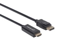 GRATISVERSAND | P-152679 | Manhattan 1080p DisplayPort auf HDMI-Kabel - DisplayPort-Stecker auf HDMI-Stecker - 1,8 m - schwarz - 1,8 m - DisplayPort - HDMI - Männlich - Männlich - Gerade | HAN: 152679 | Kabel / Adapter | EAN: 766623152679