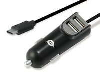 Conceptronic CARDEN 2-Port 15.5W USB-KFZ-Ladegerät mit USB-C-Kabel - Auto - Zigarettenanzünder - 5 V - Schwarz