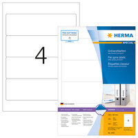 HERMA Ordneretiketten A4 192x59 mm weiß Papier matt blickdicht 400 St. - Weiß - Selbstklebendes Druckeretikett - A4 - Papier - Laser/Inkjet - Dauerhaft