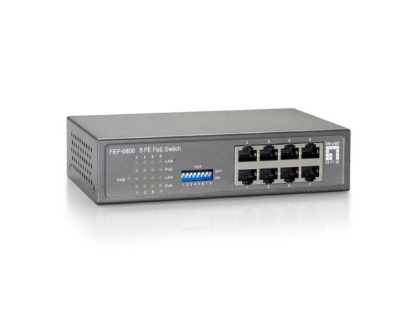 LevelOne FEP-0800W65 - Fast Ethernet (10/100) - Vollduplex - Power over Ethernet (PoE)