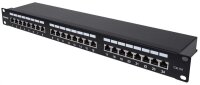 Intellinet 24-Port Cat6a Patchpanel - geschirmt - FTP - 1 HE - Klemmleisten mit 90 Grad abgewinkelten Kabeleinführungen - schwarz - IEEE 802.3,IEEE 802.3ab,IEEE 802.3u - Gigabit Ethernet - Cat6a - F/UTP (FTP) - Schwarz - Rackeinbau