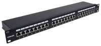 Intellinet 24-Port Cat6a Patchpanel - geschirmt - FTP - 1 HE - Klemmleisten mit 90 Grad abgewinkelten Kabeleinführungen - schwarz - IEEE 802.3,IEEE 802.3ab,IEEE 802.3u - Gigabit Ethernet - Cat6a - F/UTP (FTP) - Schwarz - Rackeinbau