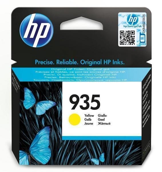 HP 935 Gelb Original Druckerpatrone. Tintenpatronenkapazität: Standardertrag, Farbiger Tintentyp: Tinte auf Pigmentbasis, Seitenergebnis Farbtinte: 400 Seiten, Volumen Farbtinte: 4,5 ml, Menge pro Packung: 1 Stück(e)
