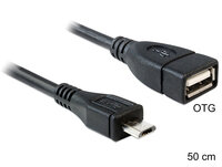 P-83183 | Delock 50cm USB micro-B/USB2.0-A - 0,5 m - Micro-USB B - USB A - USB 2.0 - Männlich/Weiblich - Schwarz | 83183 | Zubehör