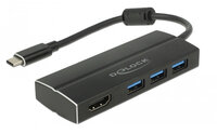 P-63931 | Delock 63931 - USB 3.2 Gen 1 (3.1 Gen 1) Type-C - USB 3.2 Gen 1 (3.1 Gen 1) Type-A - 5000 Mbit/s - 3840 x 2160 Pixel - Schwarz - Aluminium - Metall | 63931 | Zubehör