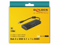 GRATISVERSAND | P-63931 | Delock 63931 - USB 3.2 Gen 1 (3.1 Gen 1) Type-C - USB 3.2 Gen 1 (3.1 Gen 1) Type-A - 5000 Mbit/s - 3840 x 2160 Pixel - Schwarz - Aluminium - Metall | HAN: 63931 | USB-Hubs | EAN: 4043619639311
