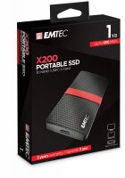 P-ECSSD1TX200 | EMTEC X200 - 1000 GB - USB Typ-C - 3.2 Gen 1 (3.1 Gen 1) - 450 MB/s - Schwarz - Rot | Herst. Nr. ECSSD1TX200 | SSDs | EAN: 3126170170293 |Gratisversand | Versandkostenfrei in Österrreich