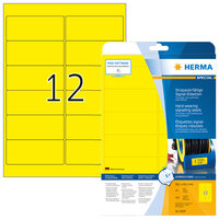 HERMA Signal-Etiketten strapazierfähig A4 99,1x42,3 mm gelb stark haftend Folie matt wetterfest 300 St. - Gelb - Selbstklebendes Druckeretikett - A4 - Laser - Dauerhaft - Matte