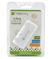 Techly 4-Port Mini High Speed Hub USB 2.0, schwarz
