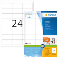 HERMA Etiketten Premium A4 66x33.8 mm weiß Papier matt 2400 St. - Weiß - Rechteck - Dauerhaft - Papier - Matte - Laser/Inkjet