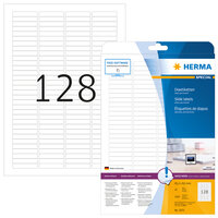 HERMA Dia-Etiketten A4 43.2x8.5 mm weiß Papier matt 3200 St. - Weiß - Abgerundetes Rechteck - Dauerhaft - Papier - Matte - Laser/Inkjet