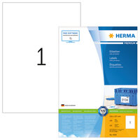 HERMA Etiketten Premium A4 210x297 mm weiß Papier matt 100 St. - Weiß - Selbstklebendes Druckeretikett - A4 - Papier - Laser/Inkjet - Dauerhaft
