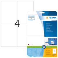 HERMA Etiketten Premium A4 105x148 mm weiß Papier matt 100 St. - Weiß - Selbstklebendes Druckeretikett - A4 - Papier - Laser/Inkjet - Dauerhaft