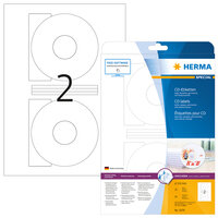 HERMA CD-Etiketten A4 Ø 116 mm weiß Papier matt blickdicht 50 St. - Weiß - Kreis - Dauerhaft - Papier - Matte - Laser/Inkjet