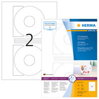 HERMA CD-Etiketten A4 Ø 116 mm weiß Papier matt blickdicht 200 St. - Weiß - Kreis - Dauerhaft - Papier - Matte - Laser/Inkjet