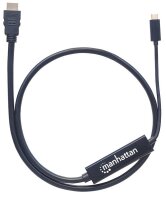 P-152235 | Manhattan USB Typ C auf HDMI-Adapterkabel - Konvertiert das Alternate-Mode-Signal in ein HDMI 4K-Ausgangssignal - 1 m - schwarz - 1 m - USB Typ-C - HDMI Typ A (Standard) - Männlich - Männlich - Gerade | 152235 | Kabel / Adapter |