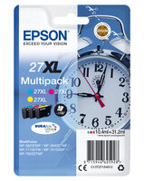 P-C13T27154012 | Epson Alarm clock Multipack 3-colour 27XL DURABrite Ultra Ink - Hohe (XL-) Ausbeute - Tinte auf Pigmentbasis - 10,4 ml - 1100 Seiten - 1 Stück(e) - Multipack | C13T27154012 | Verbrauchsmaterial