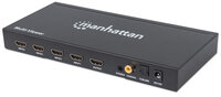 Manhattan 1080p 4-Port HDMI Multiviewer Switch - Zur Verwendung als klassischer HDMI-Switch oder zur Darstellung von bis zu vier HDMI-Quellen auf einem Display - vier Eingänge - ein Ausgang - Fernbedienung - schwarz - HDMI - Schwarz - Metall - 480i,480p,5