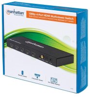 P-207881 | Manhattan 1080p 4-Port HDMI Multiviewer Switch - Zur Verwendung als klassischer HDMI-Switch oder zur Darstellung von bis zu vier HDMI-Quellen auf einem Display - vier Eingänge - ein Ausgang - Fernbedienung - schwarz - HDMI - Schwarz - Metall -