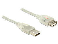 Delock 5m - 2xUSB2.0-A - 5 m - USB A - USB A - USB 2.0 - Männlich/Weiblich - Transparent