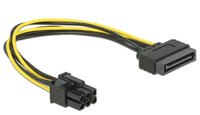 P-82924 | Delock Stromkabel - 15 PIN SATA Power (M) - PCI-Express-Stromversorgung, 6-polig (M) - 21 cm | 82924 | Zubehör