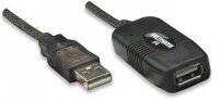 Manhattan Hi-Speed USB 2.0 Repeater Kabel - In Reihe schaltbar - A-Stecker / A-Buchse - 10 m - 10 m - USB A - USB A - USB 2.0 - Männlich/Weiblich - Schwarz