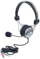 Manhattan Stereoheadset - Verstellbarer Kopfbügel und flexibles Mikrofon - Kopfhörer - Kopfband - Anrufe & Musik - Grau - Binaural - Drehregler