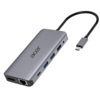 Acer HP.DSCAB.009 - Verkabelt - USB 3.2 Gen 1 (3.1 Gen 1) Type-C - 3,5 mm - 10,100,1000 Mbit/s - Silber - MicroSD (TransFlash) - SD