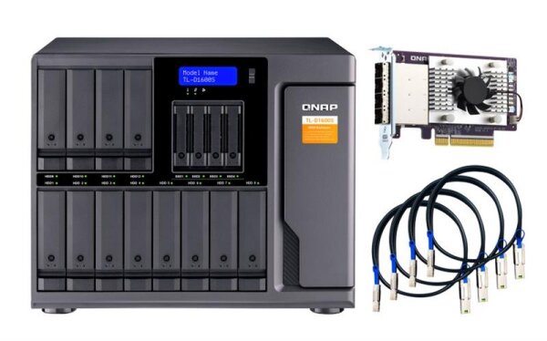 QNAP TL-D1600S - HDD / SSD-Gehäuse - 2.5/3.5 Zoll - Serial ATA II - Serial ATA III - 6 Gbit/s - Hot-Swap - Schwarz - Grau