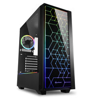 Sharkoon RGB LIT 100 - Midi Tower - PC - Schwarz - ATX,Micro ATX,Mini-ITX - Rot/Grün/Blau - Taschenlüfter - Vorderseite