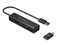Conceptronic 4-Port-USB 3.0-Hub und OTG-Adapter für USB-C - USB 3.2 Gen 1 (3.1 Gen 1) Type-A - USB 3.2 Gen 1 (3.1 Gen 1) Type-A - 5000 Mbit/s - Schwarz - China - USB