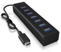 GRATISVERSAND | P-IB-HUB1700-C3 | ICY BOX IB-HUB1700-C3 - USB 3.2 Gen 1 (3.1 Gen 1) Type-C - USB 3.2 Gen 1 (3.1 Gen 1) Type-A - 5000 Mbit/s - Schwarz - Aluminium - 0,4 m | HAN: IB-HUB1700-C3 | USB-Hubs | EAN: 4250078165897