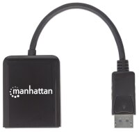 Manhattan DisplayPort auf 2-Port DisplayPort MST-Hub - Zum Verteilen eines DisplayPort-Signals auf zwei DisplayPort-Monitore - Anzeigemodi Gespiegelt - Erweitert und Videowand - 4K@30Hz - Stromversorgung über USB - schwarz - DisplayPort - 2x DisplayPort -