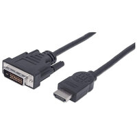 Manhattan HDMI auf DVI-Kabel - HDMI-Stecker auf DVI-D 24+1 Stecker - Dual Link - 1,8 m - schwarz - 1,8 m - HDMI Typ A (Standard) - DVI-D - Männlich - Männlich - Gerade